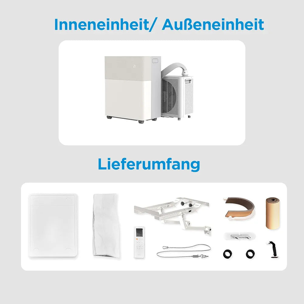 Midea PortaSplit-E Mobile Klimaanlage,Kühlen A++/Heizen A+, 12000 BTU 3,5kW,Mini-Split-Klimaanlage, Farbe Pfirsich,für Räume bis zu 42 m² / 105 m³, nur 39 dB im Silent-Modus [Energieklasse A++]
