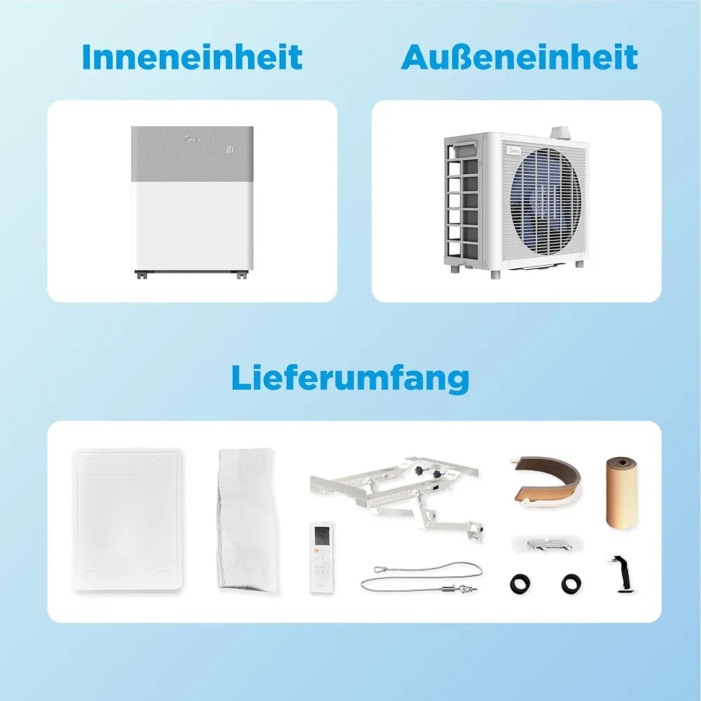 Midea Portasplit Mobile Wärmepumpe, Klimaanlage, Kühlen A++/Heizen A+, 12000 BTU 3, 5kW, für Räume bis zu 42 m² / 105 m³, nur 39 dB im Silent-Modus