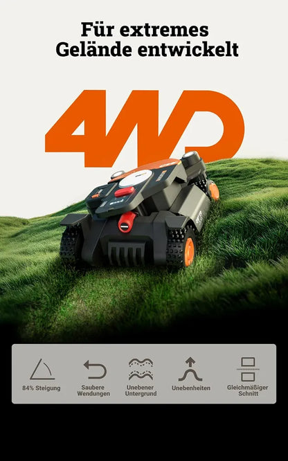 Worx Vision Cloud WR340E, 4WD Mähroboter ohne Begrenzungskabel, 600 m²