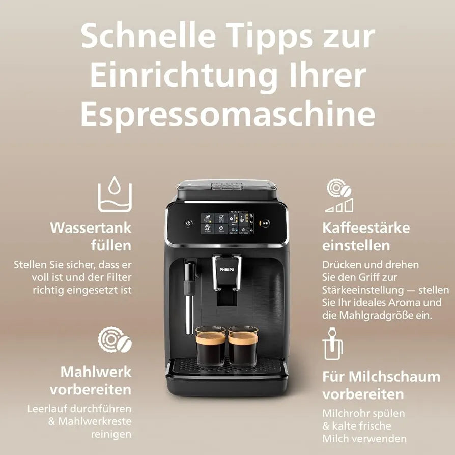 PHILIPS Kaffeevollautomat Panarello 2200 Serie, Schwarz, 2 Spezialitäten