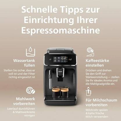 PHILIPS Kaffeevollautomat Panarello 2200 Serie, Schwarz, 2 Spezialitäten