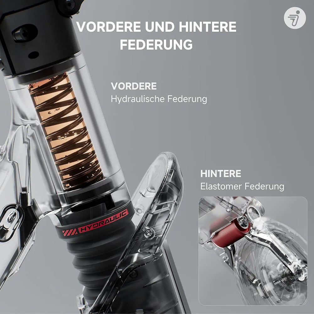 Segway-Ninebot F3 Pro D, E-Scooter mit Straßenzulassung für Erwachsene, 70km Reichweite im Eco-Modus, 120kg Tragfähigkeit, doppelte hydraulische Federung, Smart Display