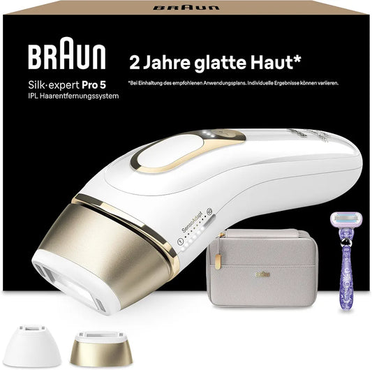Braun IPL Geräte Haarentfernung Silk·expert Pro 5, PL5157, Weiß/Gold