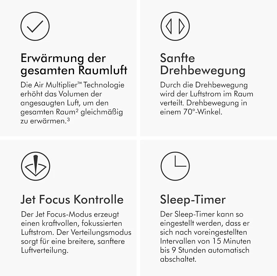 Dyson Hot+Cool Jet Focus AM09 Heizlüfter und Ventilator  – 2-in-1: Heizt und kühlt mit starkem Luftstrom