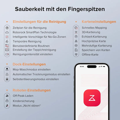 roborock Qrevo Edge S5A Saugroboter mit Wischfunktion,Dual Anti-Tangle-System,18.500Pa,FlexiArm Design Kantenreinigung, Hebarem Wischmopp,75℃ Heißwasser-Moppwäsche 