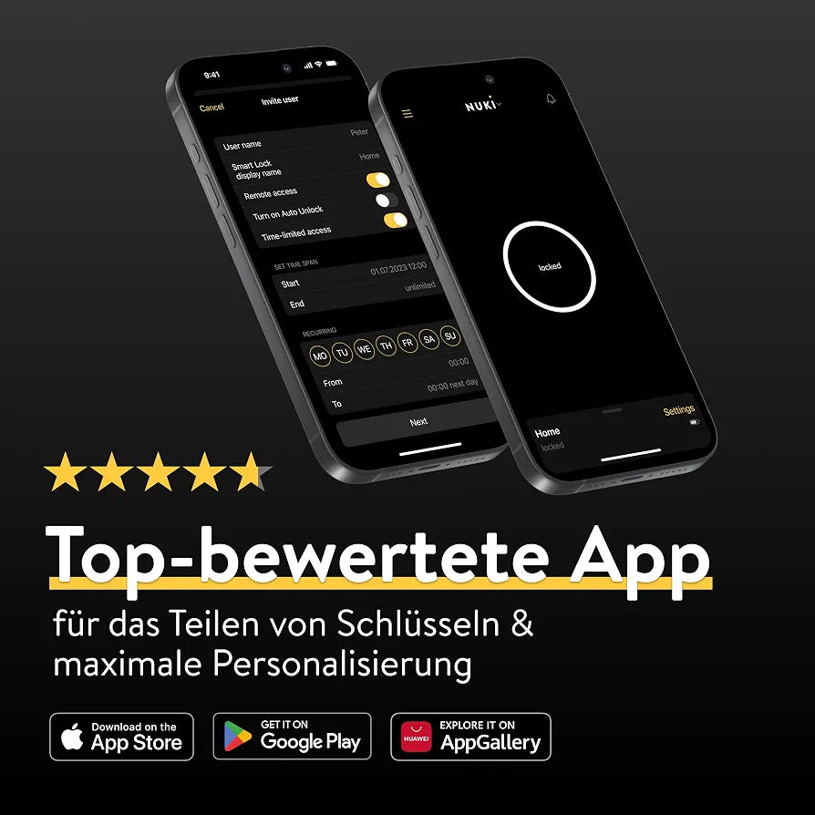 Nuki Smart Lock Pro mit Bluetooth, WLAN & Matter, für mühelose Integration ins Smart Home, elektronisches Türschloss ermöglicht Tür aus der Ferne zu sperren, einfach zum Nachrüsten ohne Zylindertausch