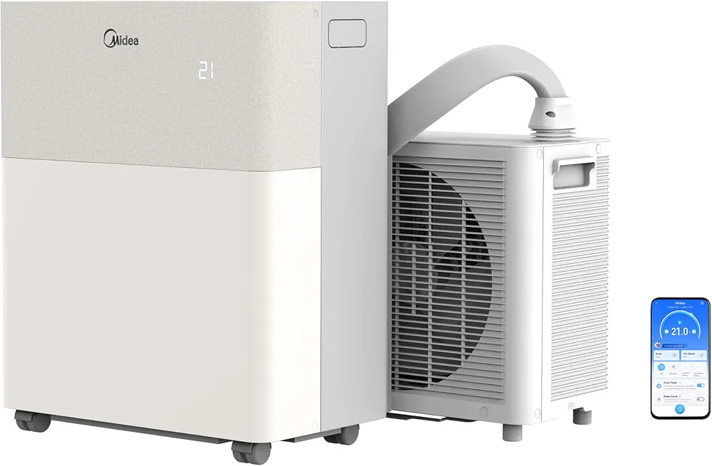Midea PortaSplit-E Mobile Klimaanlage,Kühlen A++/Heizen A+, 12000 BTU 3,5kW,Mini-Split-Klimaanlage, Farbe Pfirsich,für Räume bis zu 42 m² / 105 m³, nur 39 dB im Silent-Modus [Energieklasse A++]