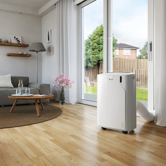 De'Longhi Pinguino - 3-in-1 Mobiles Klimagerät, für Räume bis 27 m², mit Luftentfeuchter & Ventilator, 9400 BTU, Leiser Betrieb, Fernbedienung, 24h-Timer, Energieeffizienzklasse A 