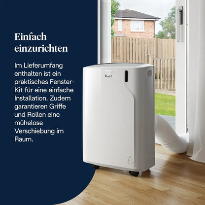 De'Longhi Pinguino - 3-in-1 Mobiles Klimagerät, für Räume bis 27 m², mit Luftentfeuchter & Ventilator, 9400 BTU, Leiser Betrieb, Fernbedienung, 24h-Timer, Energieeffizienzklasse A 