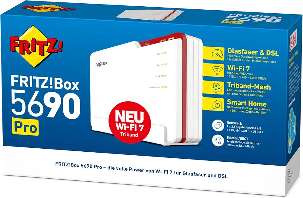 FRITZ!Box 5690 Pro | DSL- & Glasfaser-Router | Wi-Fi 7 bis zu 18,5 GBit/s