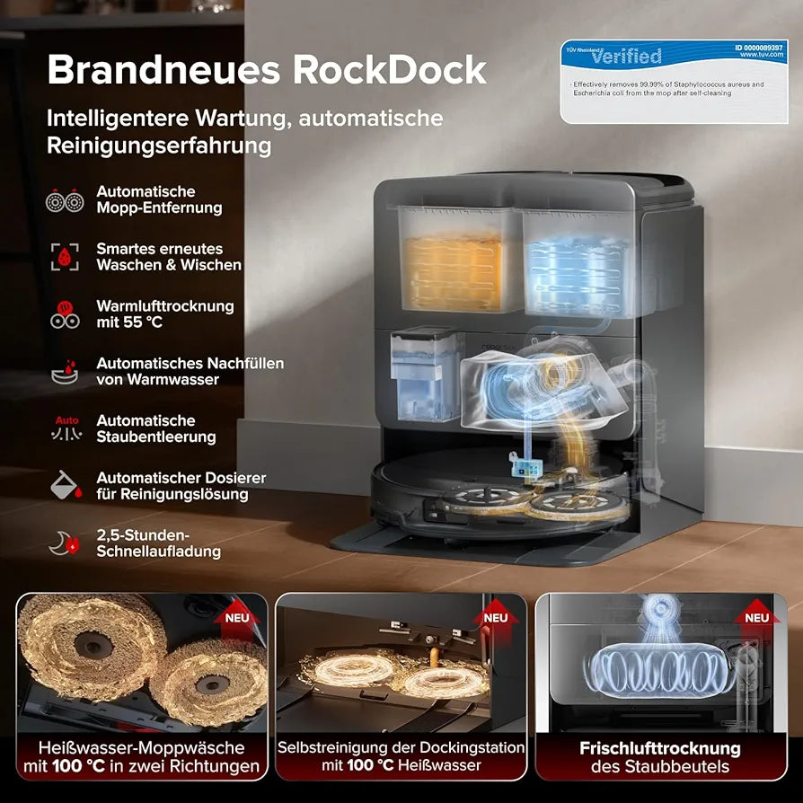 roborock Saros 20 Saugroboter mit Wischfunktion&angebbarem Wischmopp