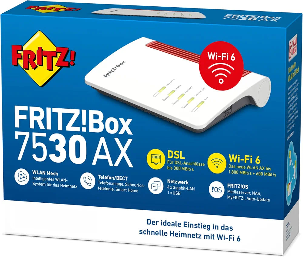 FRITZ!Box 7530 AX | DSL-Router | Wi-Fi 6 bis zu 2,4 GBit/s