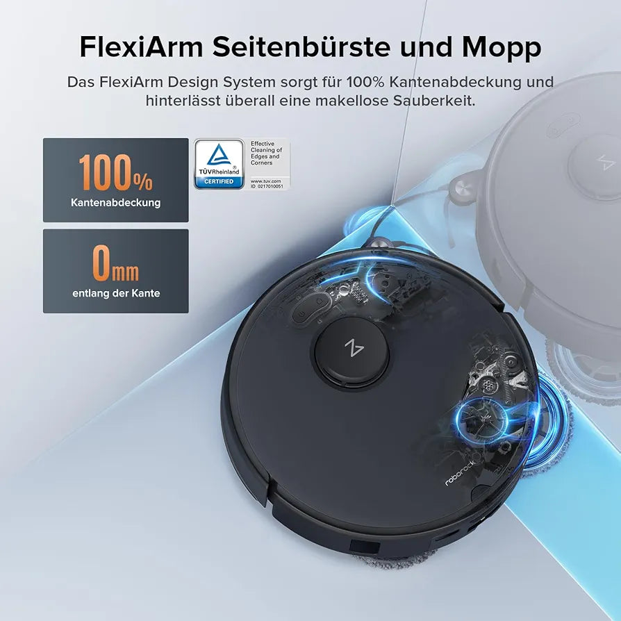 roborock Qrevo Edge S5A Saugroboter mit Wischfunktion,Dual Anti-Tangle-System,18.500Pa,FlexiArm Design Kantenreinigung, Hebarem Wischmopp,75℃ Heißwasser-Moppwäsche 