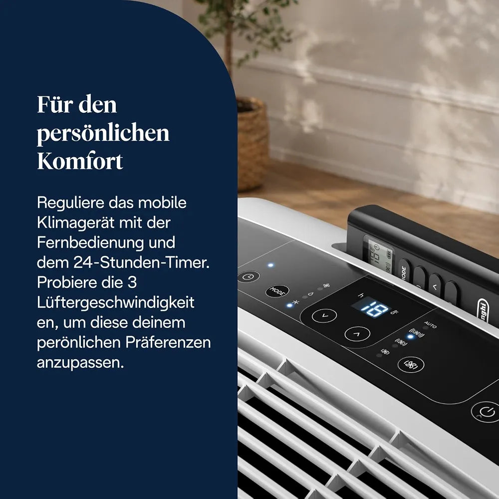 De'Longhi Pinguino - 3-in-1 Mobiles Klimagerät, für Räume bis 27 m², mit Luftentfeuchter & Ventilator, 9400 BTU, Leiser Betrieb, Fernbedienung, 24h-Timer, Energieeffizienzklasse A 