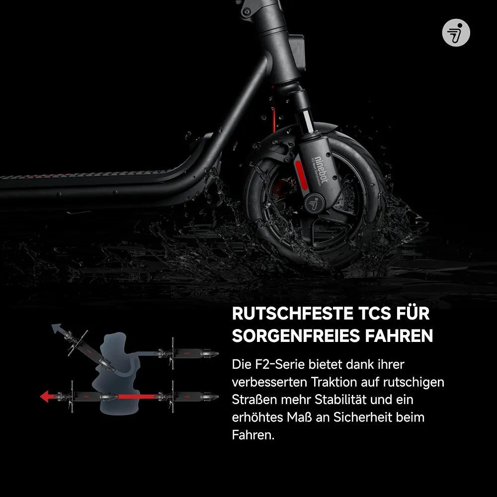 Segway-Ninebot F2 Pro D II, E-Scooter mit Deutscher Straßenzulassung für Erwachsene, 65km Reichweite im Eco-Modus, 120kg Tragfähigkeit, vordere Doppelfederung, Farb LED Display, Schwarz