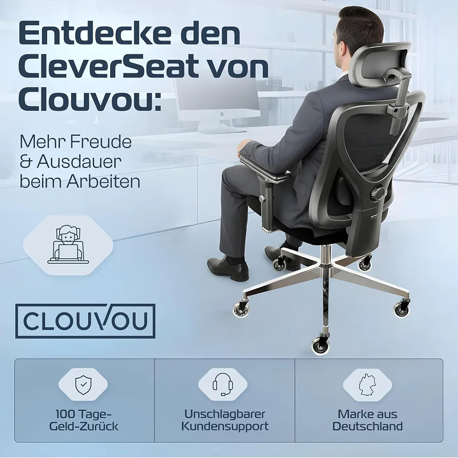 CLOUVOU CleverSeat Bürostuhl Ergonomisch [TESTSIEGER]