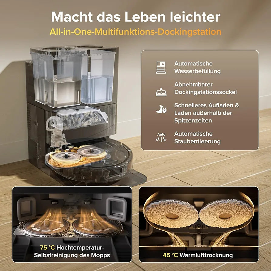 roborock Qrevo S Pro Set Saugroboter mit Wischfunktion, 18.500 Pa Saugkraft