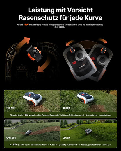 Segway Navimow i210 LiDAR Pro Mähroboter+Garage M+Klingensätze für 1000 m², LiDAR+Vision+NRTK Tri-Fusion-Positionierung, Xero-Turn AWD für 55% Steigungen, Auto-Kartierung