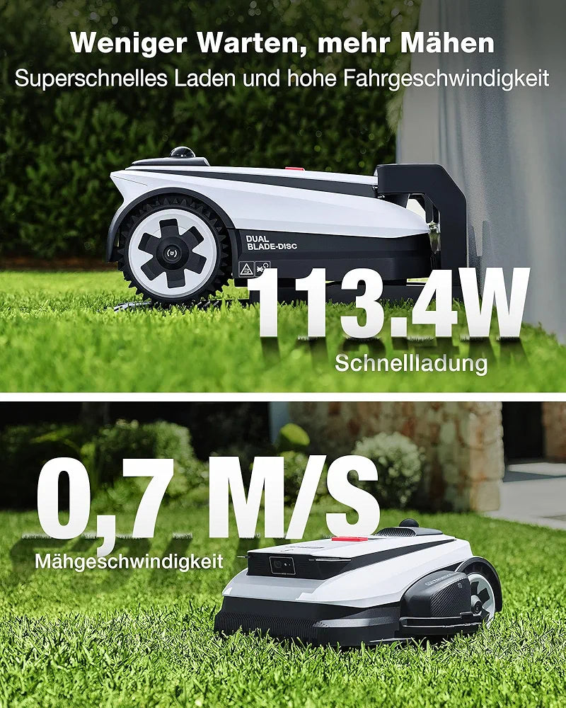 ECOVACS GOAT A1600 LiDAR PRO Care Kit Mähroboter ohne Begrenzungskabel, 1.600 m², 360° Dual-LiDAR-Navigation, automatische Kartierung, KI-3D-Hindernisvermeidung, superschnelles Laden, 50 % Steigung