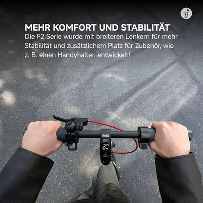 Segway-Ninebot F2 Pro D II, E-Scooter mit Deutscher Straßenzulassung für Erwachsene, 65km Reichweite im Eco-Modus, 120kg Tragfähigkeit, vordere Doppelfederung, Farb LED Display, Schwarz