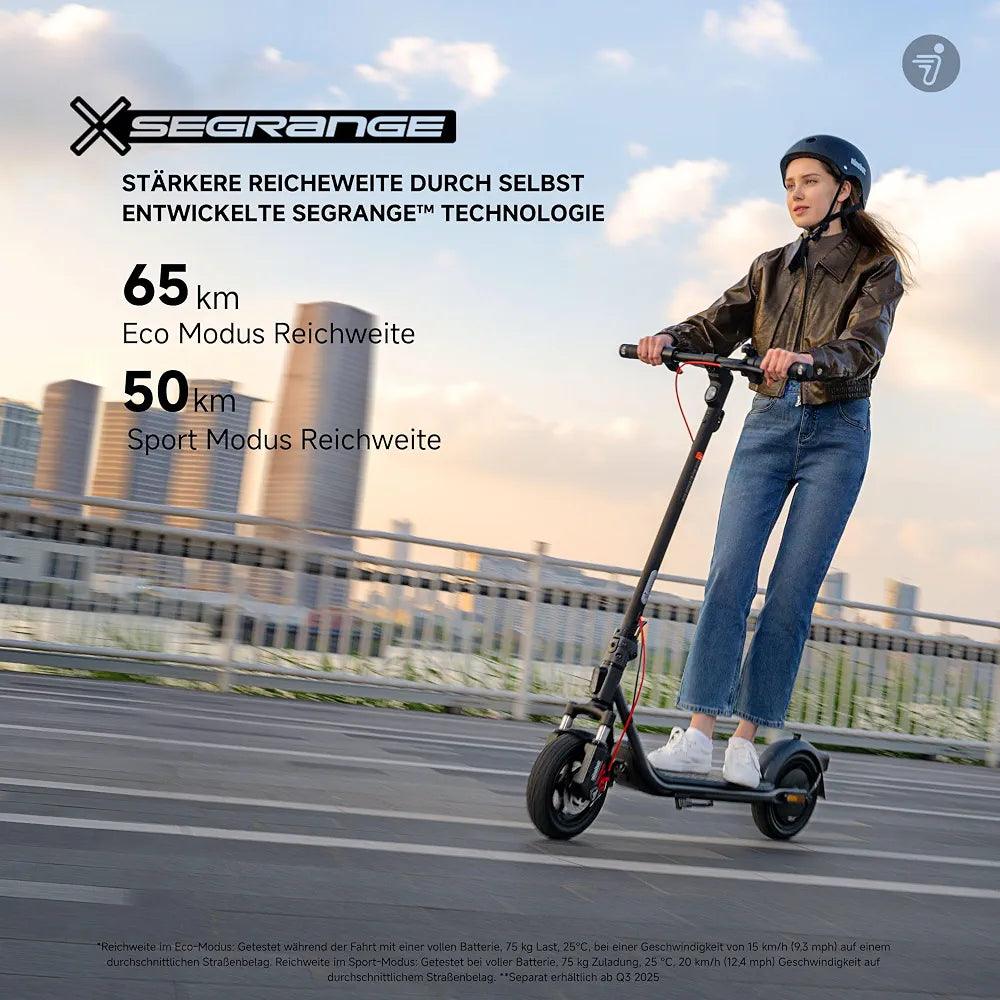 Segway-Ninebot F2 Pro D II, E-Scooter mit Deutscher Straßenzulassung für Erwachsene, 65km Reichweite im Eco-Modus, 120kg Tragfähigkeit, vordere Doppelfederung, Farb LED Display, Schwarz