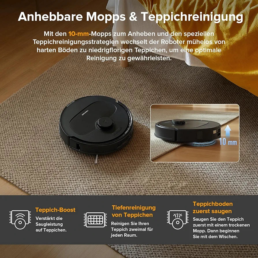 roborock QV 35A Saugroboter mit Wischfunktion & Hebarem Wischmopp, 8.000 Pa