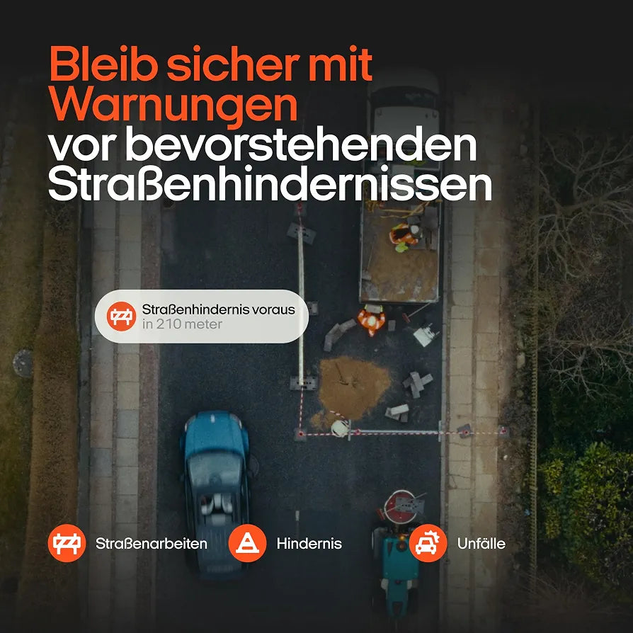 OOONO Co-Driver NO2 Schwarz- Optimierter Co-Driver fürs Auto - Warnt vor Tempo-Kontrollen und Gefahrenstellen – Wiederaufladbar – LED-Anzeige – CarPlay & Android Auto kompatibel