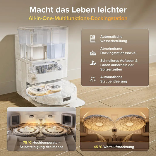 roborock Qrevo S Pro Set Saugroboter mit Wischfunktion, 18.500 Pa Saugkraft