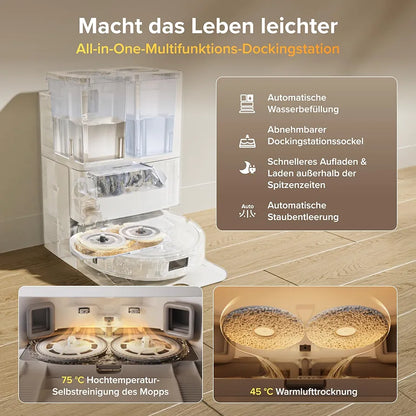 roborock Qrevo S Pro Saugroboter mit Wischfunktion, 18.500 Pa Saugkraft
