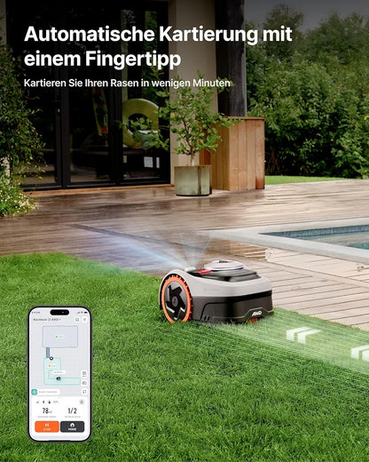 Segway Navimow i205 AWD  Mähroboter ohne Begrenzungskabel mit Garage S, für 500 m², Allradantrieb für 45% Steigung, NRTK+Vision, Keine RTK Antenne erforderlich 