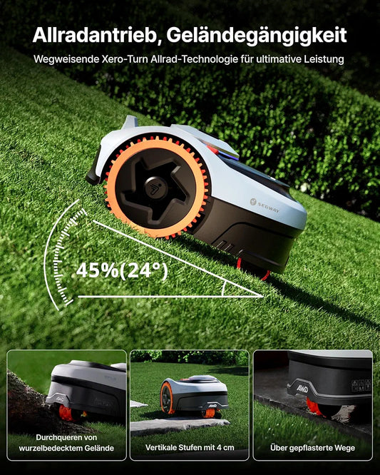 Segway Navimow i205 AWD  Mähroboter ohne Begrenzungskabel mit Garage S, für 500 m², Allradantrieb für 45% Steigung, NRTK+Vision, Keine RTK Antenne erforderlich 