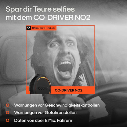 OOONO Co-Driver NO2 Schwarz- Optimierter Co-Driver fürs Auto - Warnt vor Tempo-Kontrollen und Gefahrenstellen – Wiederaufladbar – LED-Anzeige – CarPlay & Android Auto kompatibel