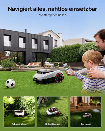 Segway Navimow i208 LiDAR + Garage M, Mähroboter ohne Begrenzungskabel für 800 m², bis 45% Steigung, Solid-State LiDAR + Vision, Auto. Kartieren, int. 4G, Ohne Drähte oder Antenne 
