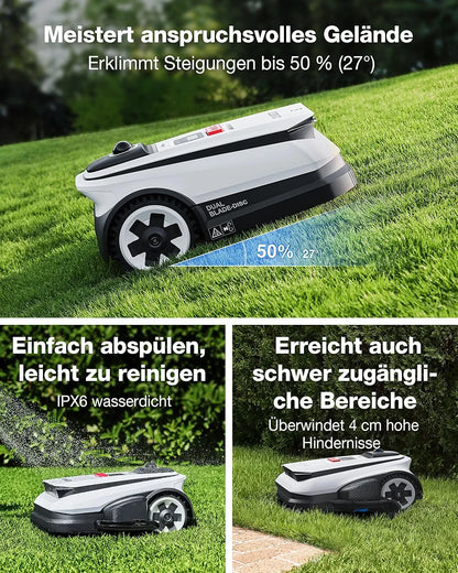 ECOVACS GOAT A1600 LiDAR PRO Care Kit Mähroboter ohne Begrenzungskabel, 1.600 m², 360° Dual-LiDAR-Navigation, automatische Kartierung, KI-3D-Hindernisvermeidung, superschnelles Laden, 50 % Steigung