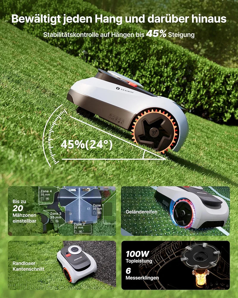Segway Navimow i208 LiDAR + Garage M, Mähroboter ohne Begrenzungskabel für 800 m², bis 45% Steigung, Solid-State LiDAR + Vision, Auto. Kartieren, int. 4G, Ohne Drähte oder Antenne 