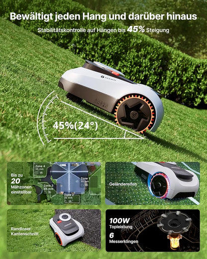 Segway Navimow i208 LiDAR + Garage M, Mähroboter ohne Begrenzungskabel für 800 m², bis 45% Steigung, Solid-State LiDAR + Vision, Auto. Kartieren, int. 4G, Ohne Drähte oder Antenne 