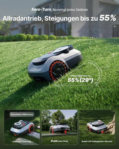 Segway Navimow i210 LiDAR Pro Mähroboter+Garage M+Klingensätze für 1000 m², LiDAR+Vision+NRTK Tri-Fusion-Positionierung, Xero-Turn AWD für 55% Steigungen, Auto-Kartierung