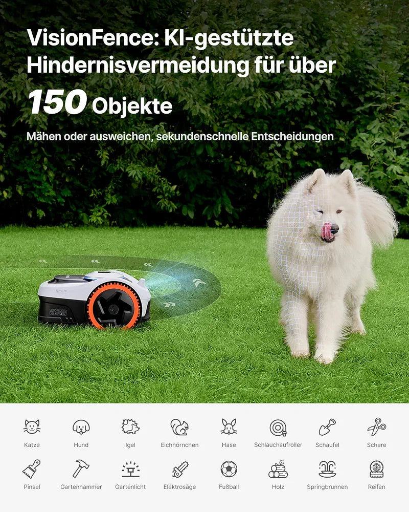 Segway Navimow i205 AWD  Mähroboter ohne Begrenzungskabel mit Garage S, für 500 m², Allradantrieb für 45% Steigung, NRTK+Vision, Keine RTK Antenne erforderlich 