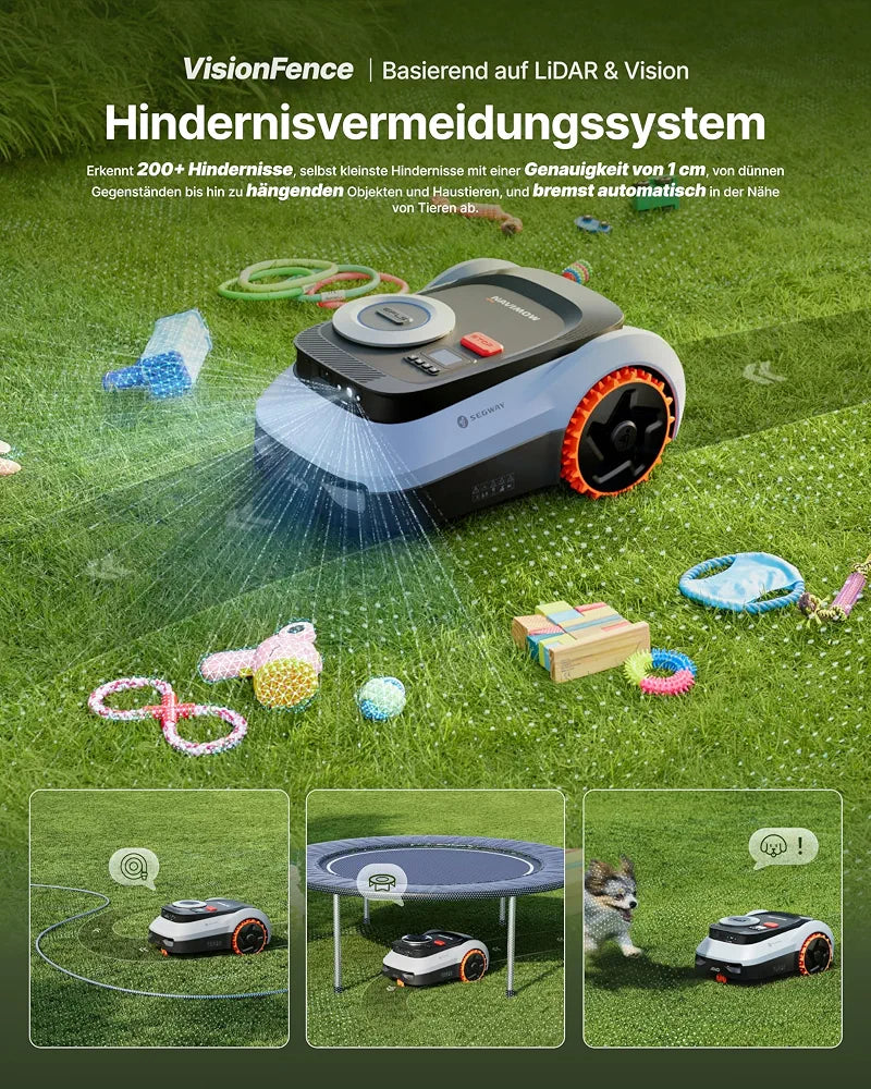Segway Navimow i210 LiDAR Pro Mähroboter+Garage M+Klingensätze für 1000 m², LiDAR+Vision+NRTK Tri-Fusion-Positionierung, Xero-Turn AWD für 55% Steigungen, Auto-Kartierung